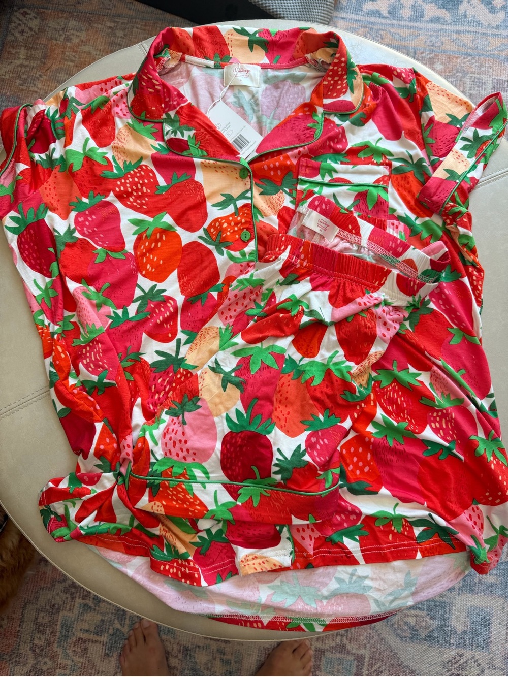 In my Sundays Strawberry-Print Short Pajama Set - XL